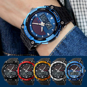 1 gab LED displejs digitālais pulkstenis Dual Time Fashion Saules pulksteņi Ūdensizturīgs 44 mm pulksteņa atbalsts 5 krāsu fona apgaismojums