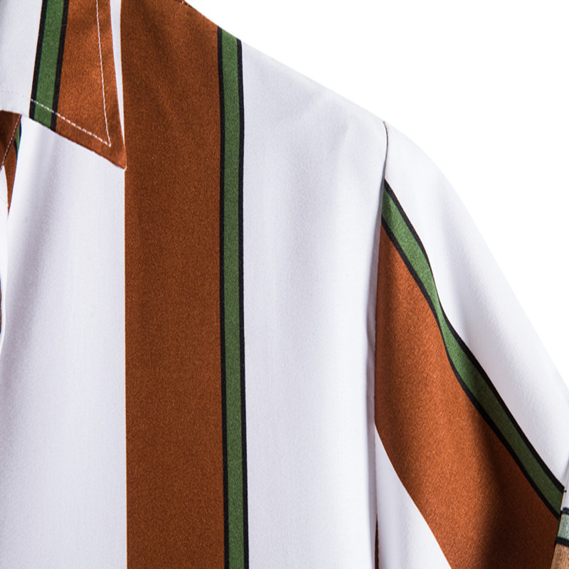 Férfi ruházat, 2022 nyár, új férfi csíkos rövid ujjú ing Tide márka divat, bő, nagy méretű nyomtatással, alkalmi férfi ing