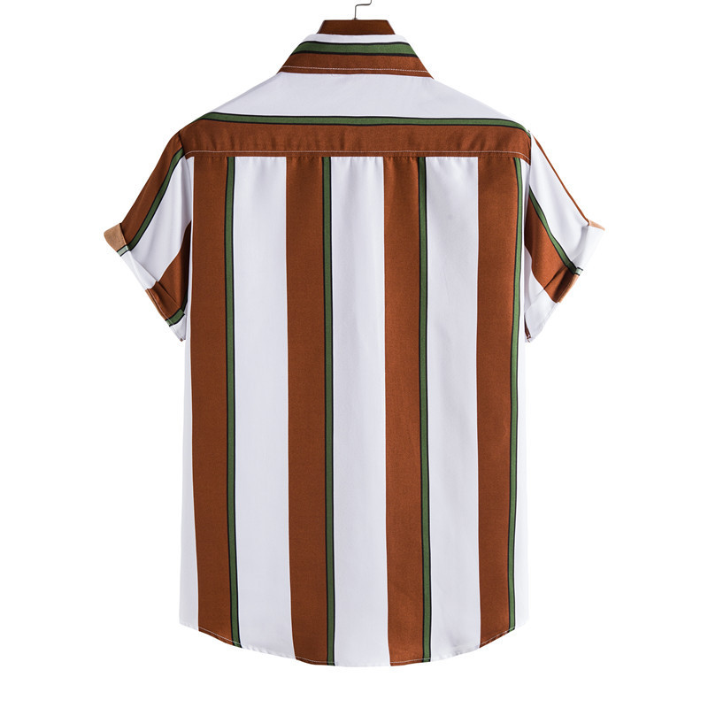 Férfi ruházat, 2022 nyár, új férfi csíkos rövid ujjú ing Tide márka divat, bő, nagy méretű nyomtatással, alkalmi férfi ing