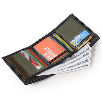 Платнена къса тройна сгъната мъжка портфейла за момчета Портмоне с джоб за монети Модна студентска папка за пари за свободното време