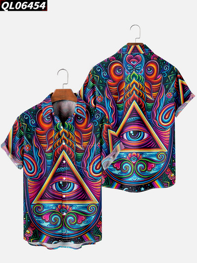 Vīriešu krekls ar brīvu apkakli Hawaiian Beach Wear īsām piedurknēm hiphopa apkakles topi, ielas apģērbi