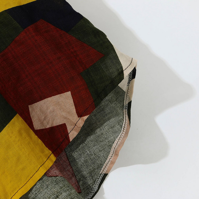 Hawaii ing pamut férfi rövid ujjú geometriai nyomat színes blokk nyári strand alkalmi férfi ing XXL nagy méretű hawaii ing