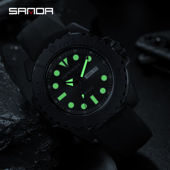 Марка SANDA Луксозни нови мъжки силиконови спортни ръчни часовници 50M Водоустойчив календар с дата Бизнес кварцови часовници Relogio Masculino