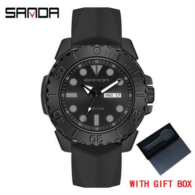 SANDA Brand Luxury New Ανδρικό αθλητικό ρολόι καρπού σιλικόνης 50M αδιάβροχο ημερολόγιο ημερομηνίας Επαγγελματικά ρολόγια χαλαζία Relogio Masculino