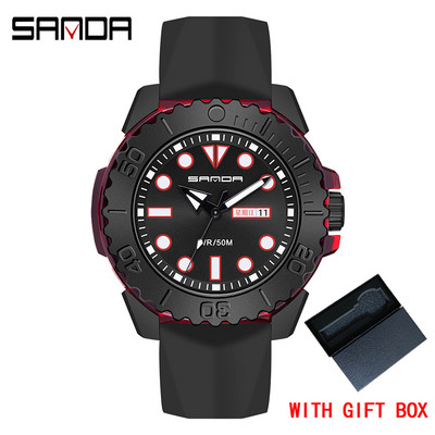SANDA Brand Luxury New Ανδρικό αθλητικό ρολόι καρπού σιλικόνης 50M αδιάβροχο ημερολόγιο ημερομηνίας Επαγγελματικά ρολόγια χαλαζία Relogio Masculino