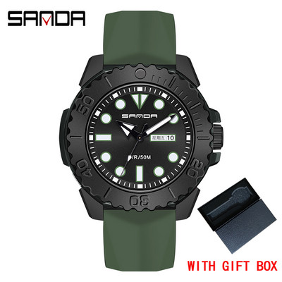 SANDA Brand Luxury New Ανδρικό αθλητικό ρολόι καρπού σιλικόνης 50M αδιάβροχο ημερολόγιο ημερομηνίας Επαγγελματικά ρολόγια χαλαζία Relogio Masculino