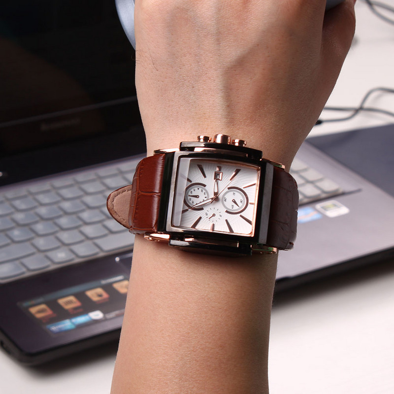 BOAMIGO férfi kvarc órák homlok bőr szíj automatikus randi óra férfi divat alkalmi analóg nagy férfi karórák relogio masculino