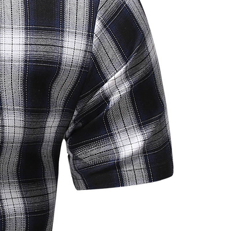 Vīriešu rietumu klasiski rūtaini krekli Hipster Slim Fit īsām piedurknēm, pogām uz augšu krekls Vīriešu Harajuku ikdienas rūtains vīriešu krekls Camisas