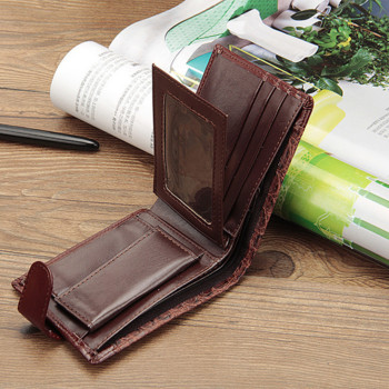 Нов марков троен портфейл Мъжка чанта за пари Patchwork Кожени мъжки портфейли Късо мъжко портмоне с джоб за монети Поставка за карти
