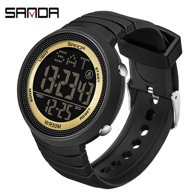 Sanda Big Dial digitālais pulkstenis Zaļie LED elektroniskie pulksteņi Modes tendence Vīriešu pulkstenis Luksuss sievietēm Montre Sport Homme 2022
