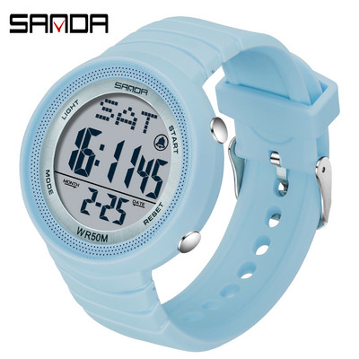 Sanda Big Dial digitālais pulkstenis Zaļie LED elektroniskie pulksteņi Modes tendence Vīriešu pulkstenis Luksuss sievietēm Montre Sport Homme 2022