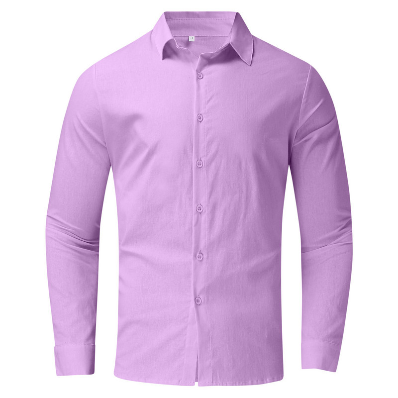 Vasaras vīriešu krekli Kokvilnas lina vienkrāsains ikdienišķs brīvs krekls ar garām piedurknēm apkakles krekli vīriešu apakšmalas pludmales krekli 2022. g.