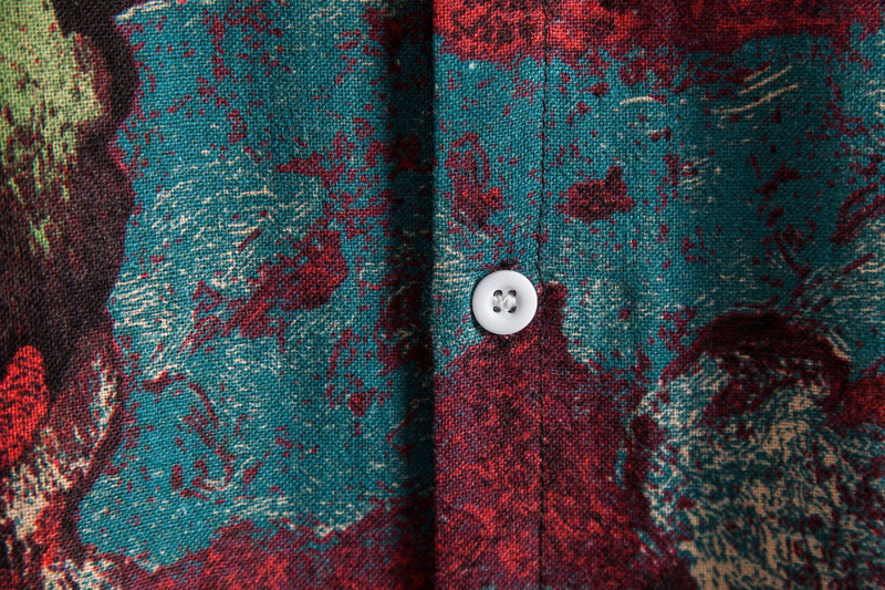 Muške lanene košulje na kopčanje Hipsterske havajske košulje s vintage cvjetnim printom Muške ljetne košulje za plažu kratkih rukava Chemise Homme XXL