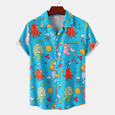 Hawaii Beach ingek Nyári felsők Férfi Alkalmi rövid ujjú ing Férfi divat 2023 Új nyomtatás Ünnepi szörfözés úszóruházat