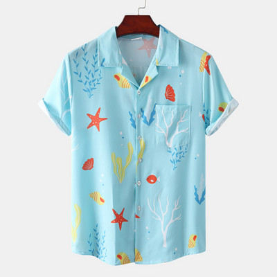 Hawaii Beach ingek Nyári felsők Férfi Alkalmi rövid ujjú ing Férfi divat 2023 Új nyomtatás Ünnepi szörfözés úszóruházat