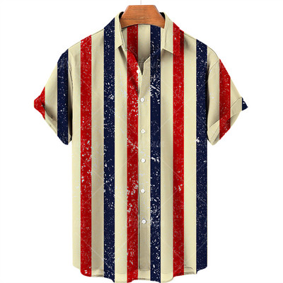 Vīriešu ikdienas pludmales kokosriekstu koka apdruka havajiešu krekls ar īsām piedurknēm atloks ar vienu pogu, modes tops, liels 5XL