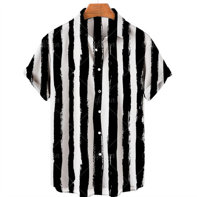 Vīriešu ikdienas pludmales kokosriekstu koka apdruka havajiešu krekls ar īsām piedurknēm atloks ar vienu pogu, modes tops, liels 5XL