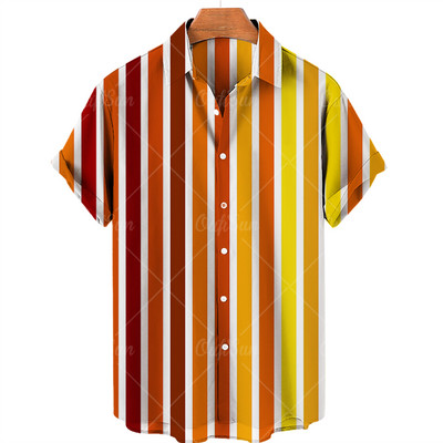 Vīriešu ikdienas pludmales kokosriekstu koka apdruka havajiešu krekls ar īsām piedurknēm atloks ar vienu pogu, modes tops, liels 5XL