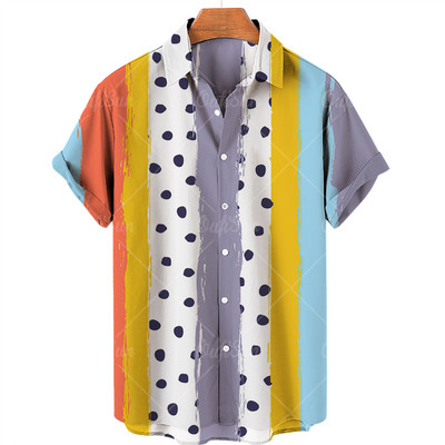 Vīriešu ikdienas pludmales kokosriekstu koka apdruka havajiešu krekls ar īsām piedurknēm atloks ar vienu pogu, modes tops, liels 5XL