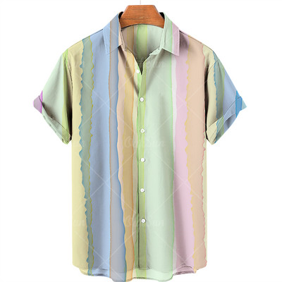 Vīriešu ikdienas pludmales kokosriekstu koka apdruka havajiešu krekls ar īsām piedurknēm atloks ar vienu pogu, modes tops, liels 5XL