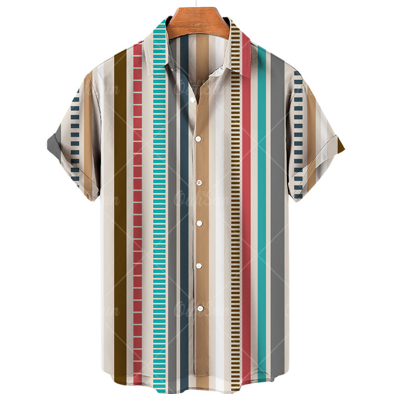 Vīriešu ikdienas pludmales kokosriekstu koka apdruka havajiešu krekls ar īsām piedurknēm atloks ar vienu pogu, modes tops, liels 5XL