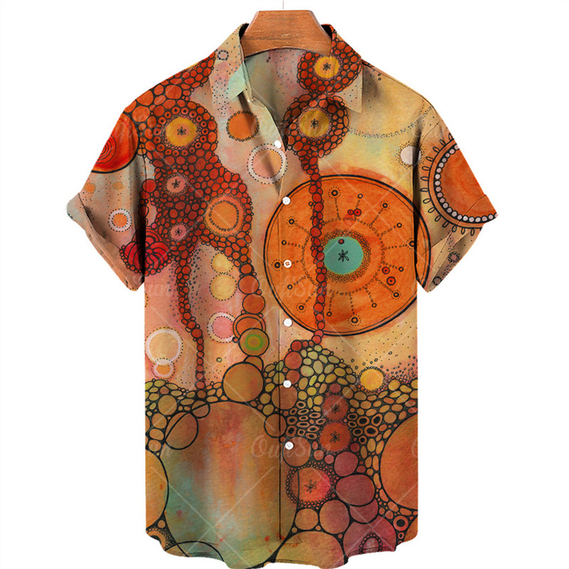 2022 Graffiti festés alkalmi Harajuku nyári férfi hawaii ingek Menő vékony, légáteresztő galléros rövid ujjú ingek