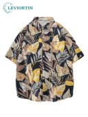 Nyári rövid ujjú, virágos ing Férfi és női Ruffian Jóképű Hawaii Beach páros bő felső ing