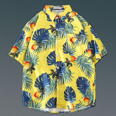 Nyári rövid ujjú, virágos ing Férfi és női Ruffian Jóképű Hawaii Beach páros bő felső ing