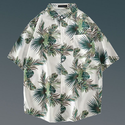 Nyári rövid ujjú, virágos ing Férfi és női Ruffian Jóképű Hawaii Beach páros bő felső ing