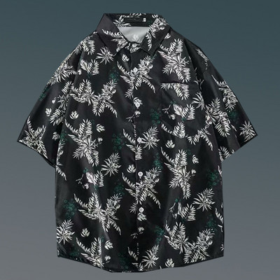 Nyári rövid ujjú, virágos ing Férfi és női Ruffian Jóképű Hawaii Beach páros bő felső ing