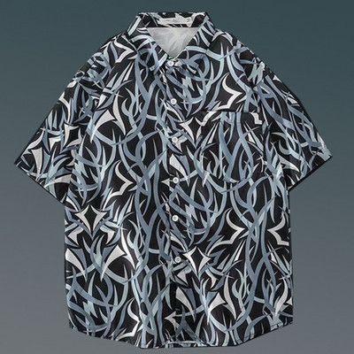 Nyári rövid ujjú, virágos ing Férfi és női Ruffian Jóképű Hawaii Beach páros bő felső ing