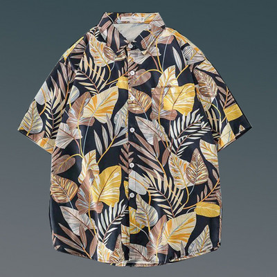 Nyári rövid ujjú, virágos ing Férfi és női Ruffian Jóképű Hawaii Beach páros bő felső ing