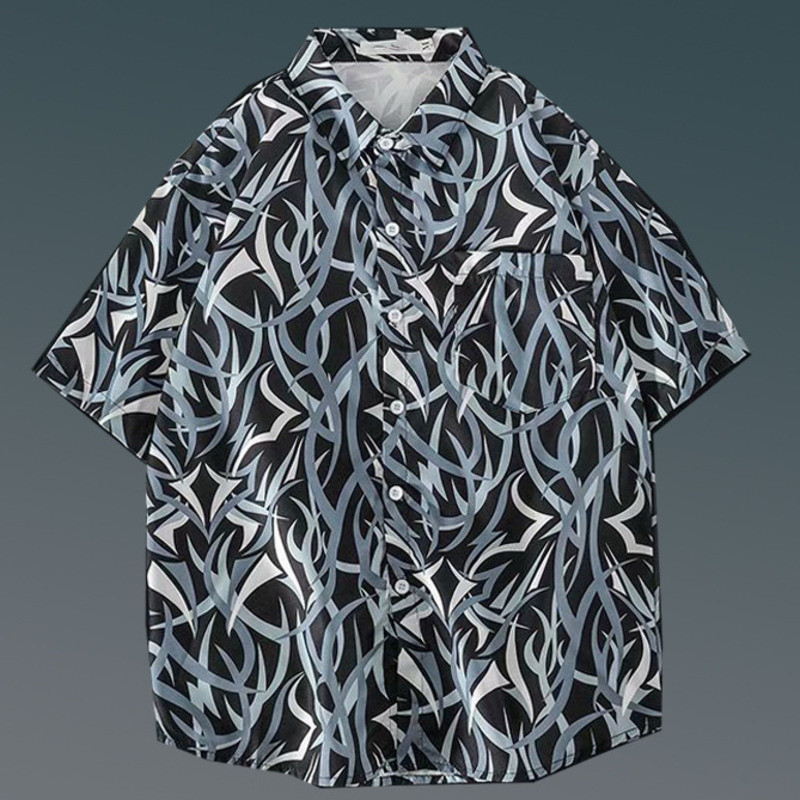 Nyári rövid ujjú, virágos ing Férfi és női Ruffian Jóképű Hawaii Beach páros bő felső ing