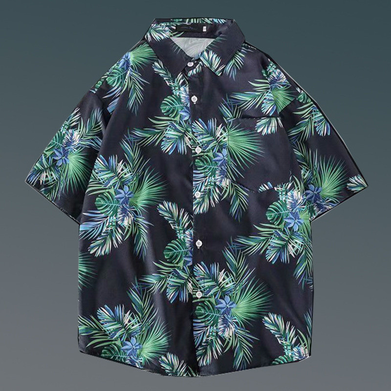 Nyári rövid ujjú, virágos ing Férfi és női Ruffian Jóképű Hawaii Beach páros bő felső ing