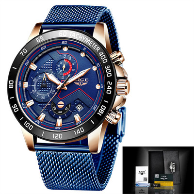 LIGE meeste käekellad vabaaja kronograaf veekindel sõjaväe spordi randmekell mood kvartskalender meeskell Relogio Masculino