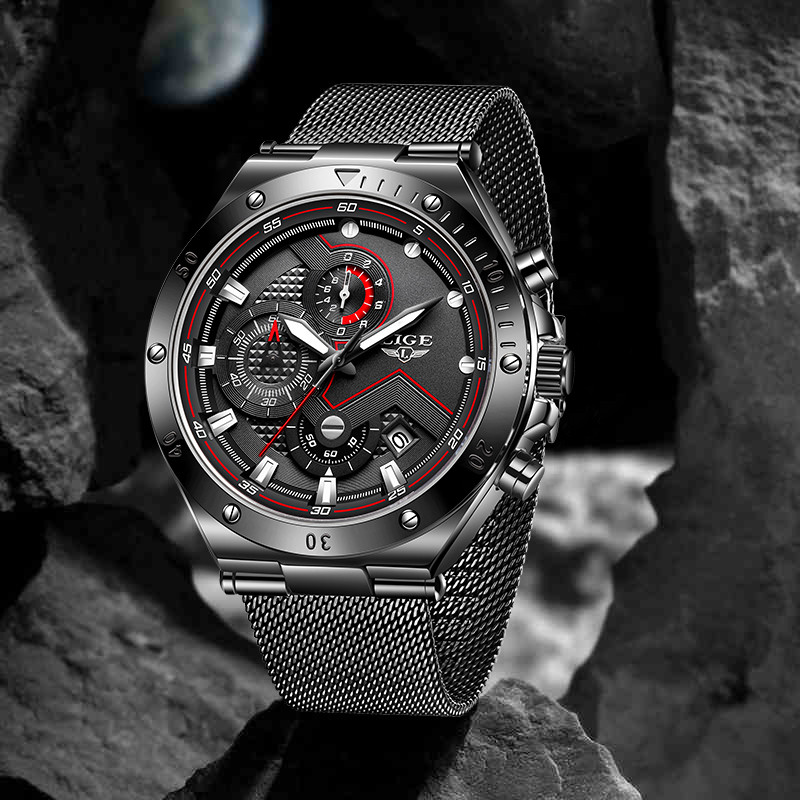 LIGE meeste käekellad vabaaja kronograaf veekindel sõjaväe spordi randmekell mood kvartskalender meeskell Relogio Masculino