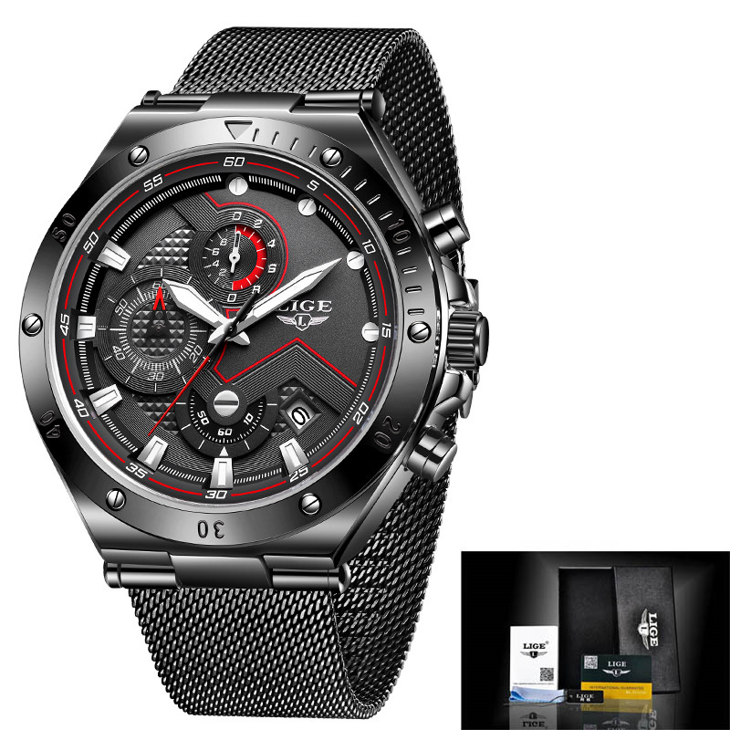 LIGE meeste käekellad vabaaja kronograaf veekindel sõjaväe spordi randmekell mood kvartskalender meeskell Relogio Masculino