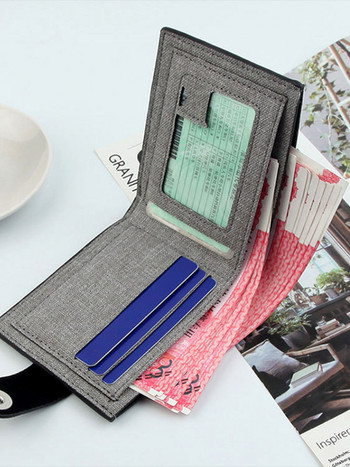 Ανδρικό πολυτελές πορτοφόλι καμβά Casual Θήκη για κάρτες Μετρητά Κέρμα τσάντα συμπλέκτη Θήκη ταυτότητας Τσάντα συμπλέκτη Ανδρικά πορτοφόλια φωτογραφική τσάντα Πτυσσόμενο κοντό πορτοφόλι