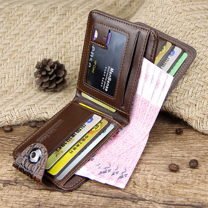 2022. gada grezns ādas maks Vintage vīriešu īsi, plāni vīriešu maki naudas saspraude Kredītkarte dolārs Govs ādas maks Vīriešu karšu somiņa