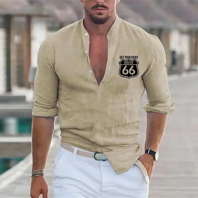 Modes vīriešu krekls ar brīvu apkakli ar pogām garām piedurknēm, ikdienas krekli Vintage grafisks džemperis krekls vīriešu ielas apģērba topi 2023