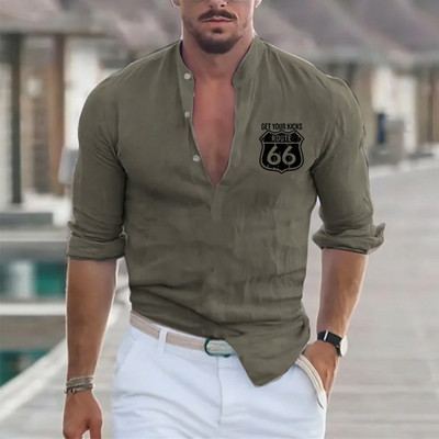 Modes vīriešu krekls ar brīvu apkakli ar pogām garām piedurknēm, ikdienas krekli Vintage grafisks džemperis krekls vīriešu ielas apģērba topi 2023