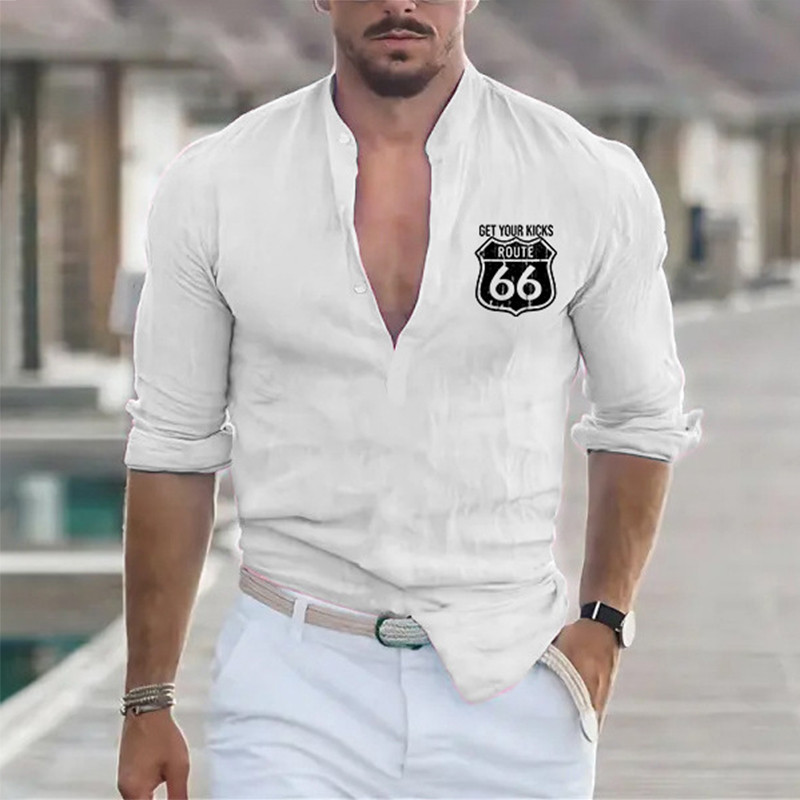 Modes vīriešu krekls ar brīvu apkakli ar pogām garām piedurknēm, ikdienas krekli Vintage grafisks džemperis krekls vīriešu ielas apģērba topi 2023