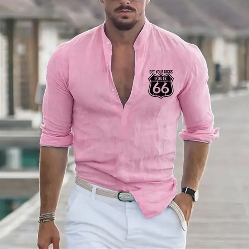 Modes vīriešu krekls ar brīvu apkakli ar pogām garām piedurknēm, ikdienas krekli Vintage grafisks džemperis krekls vīriešu ielas apģērba topi 2023