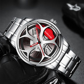 Luxus férfi divatos autós órák Férfi sport vízálló kvarc karóra rozsdamentes acél kerékagy óra relogio masculino