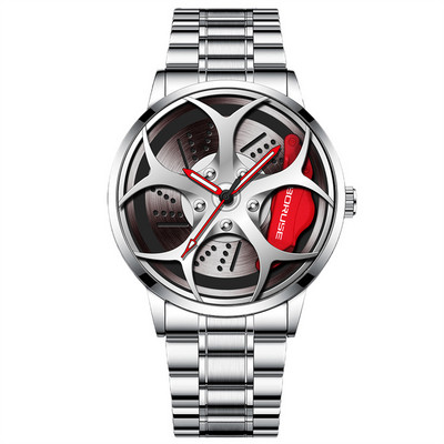 Luxus férfi divatos autós órák Férfi sport vízálló kvarc karóra rozsdamentes acél kerékagy óra relogio masculino