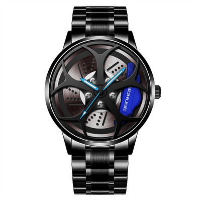 Luxus férfi divatos autós órák Férfi sport vízálló kvarc karóra rozsdamentes acél kerékagy óra relogio masculino