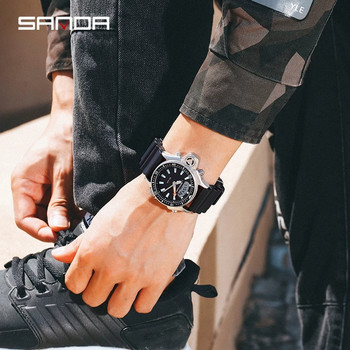 Fashion Sanda Топ марка спортни мъжки часовници Нов ежедневен военен кварцов 50 м водоустойчив мъжки автоматичен ръчен часовник Relogio Masculino