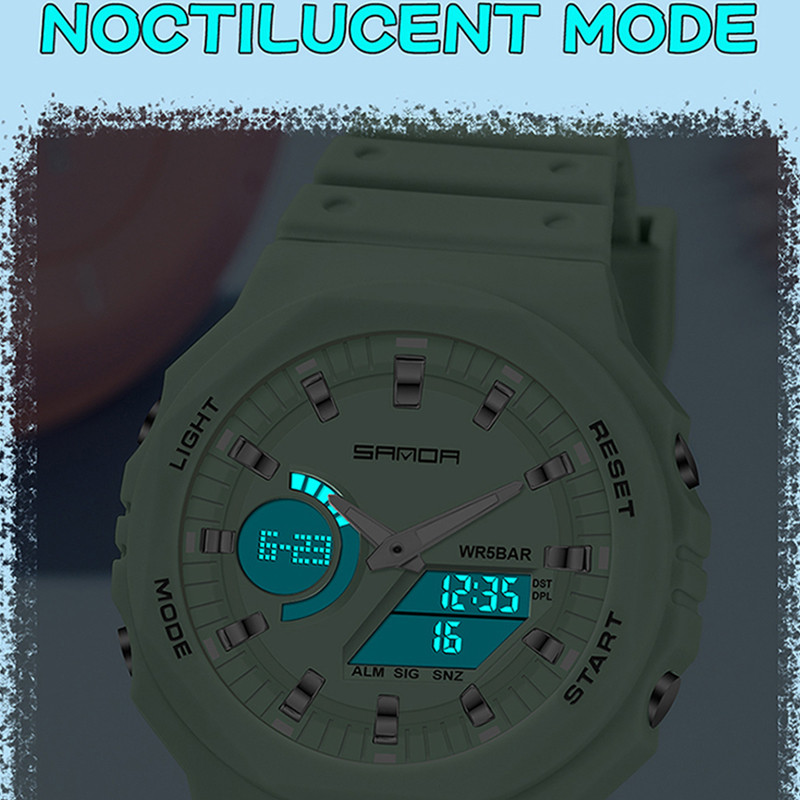 SANDA Férfi karórák Fekete-fehér G stílusú sportóra LED digitális vízálló alkalmi karóra Férfi óra relogios masculino