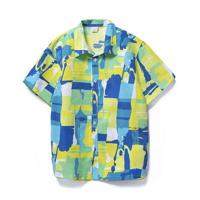 Vasaras modes ar īsām piedurknēm kokosriekstu koku apdrukāts havajiešu krekls vīriešu poliestera liela izmēra 4XL 5XL ikdienas pludmales krekli vīriešiem