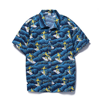 Vasaras modes ar īsām piedurknēm kokosriekstu koku apdrukāts havajiešu krekls vīriešu poliestera liela izmēra 4XL 5XL ikdienas pludmales krekli vīriešiem